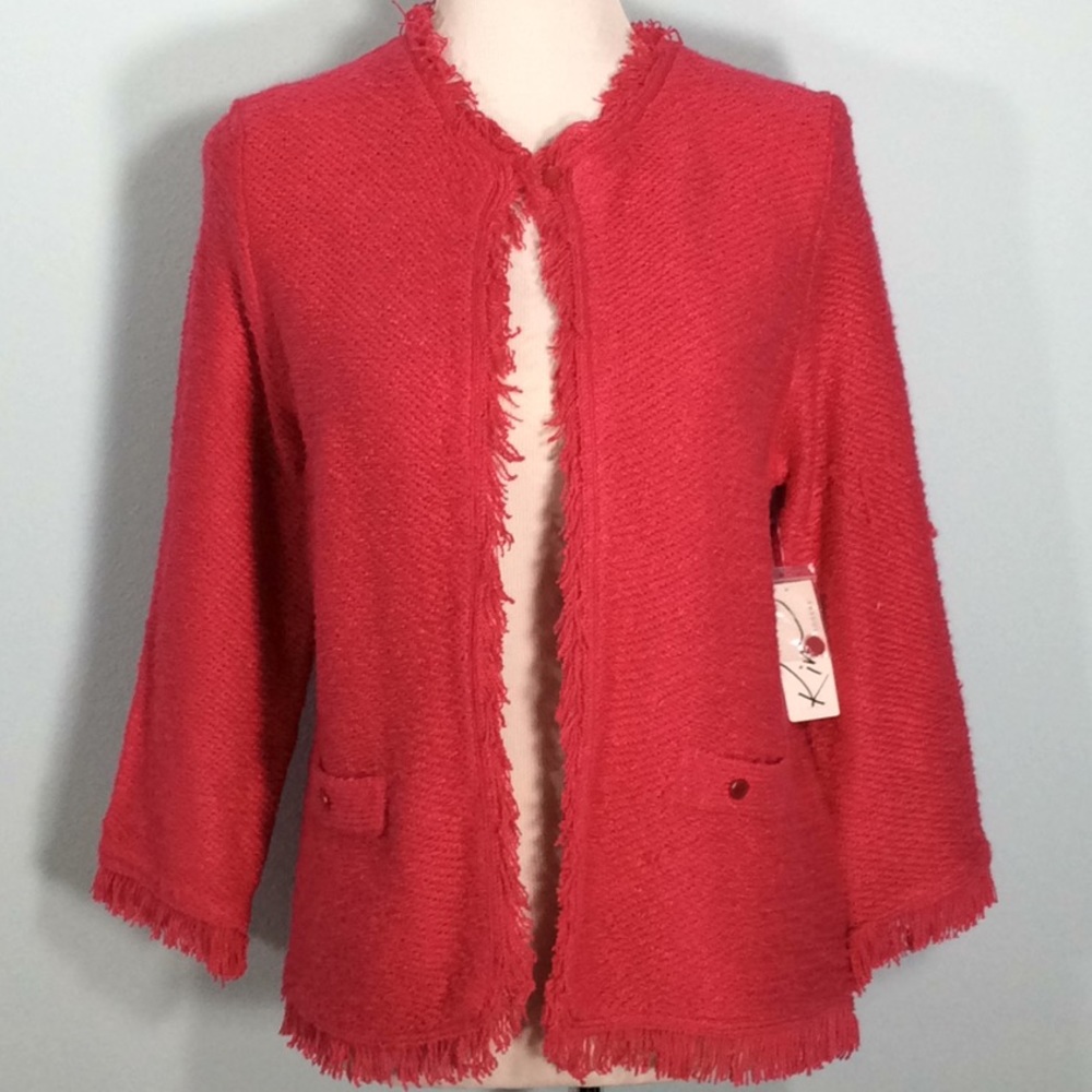Kim Rogers Pink Open Front Sweater Blazer/Cardigan